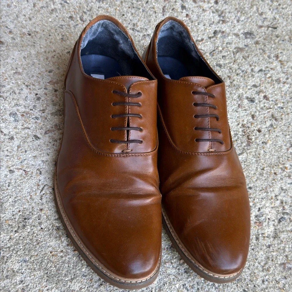 Steve Madden Men's Nunan Whiskey Brown Leather Casual Dress Shoes Size 11.5 M